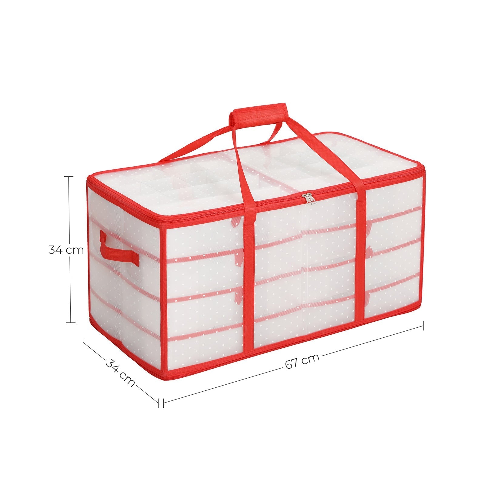 Large Storage Box - Fabric - Red - Modular Dividers for Christmas Baubles