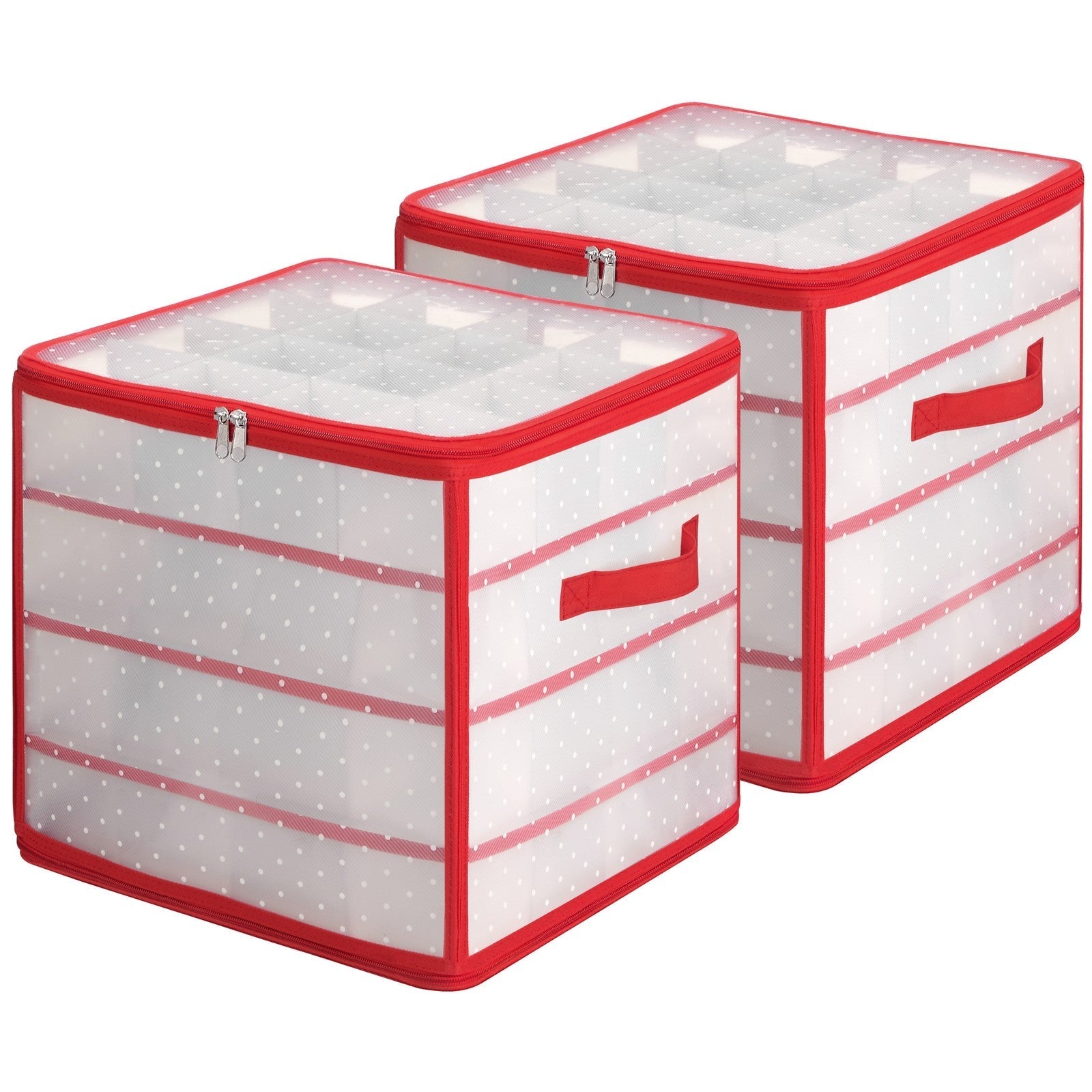Christmas Ornament Storage Box - Plastic - Cherry Red - 128 Compartment Capacity with Modular Dividers