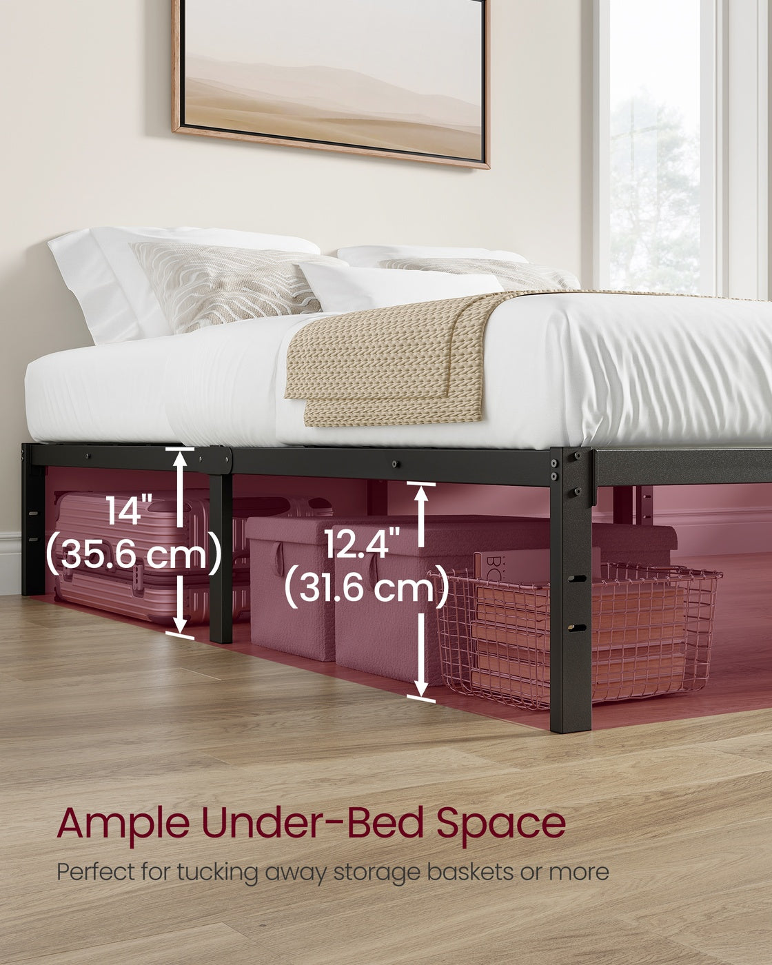 Metal bed frame - Steel - Ink Black