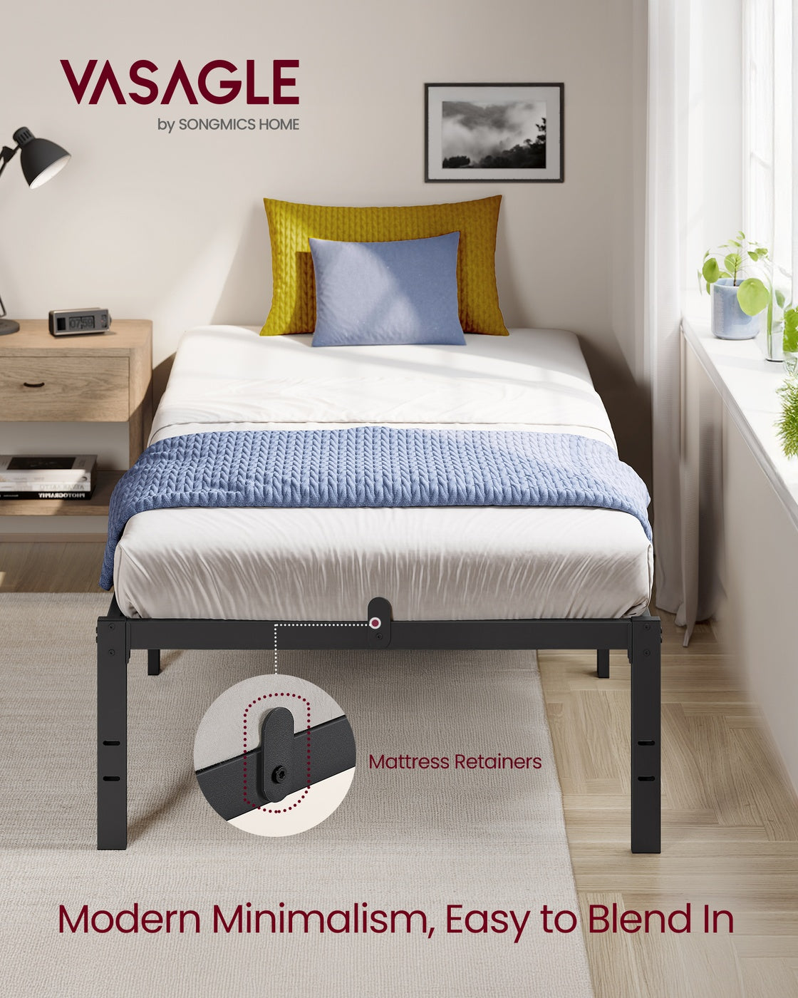 Metal bed frame - Steel - Ink Black