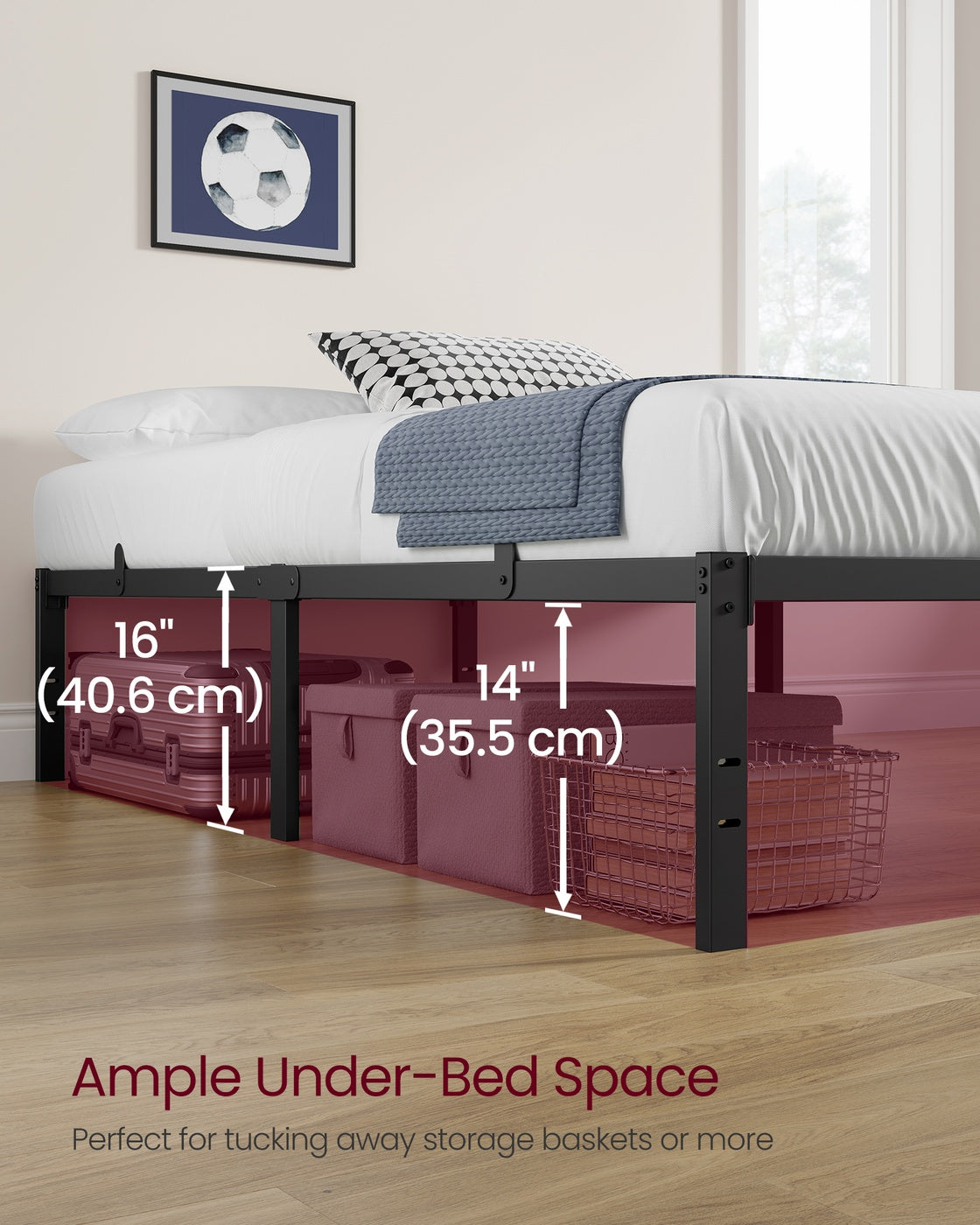 Metal bed frame - Steel - Ink Black