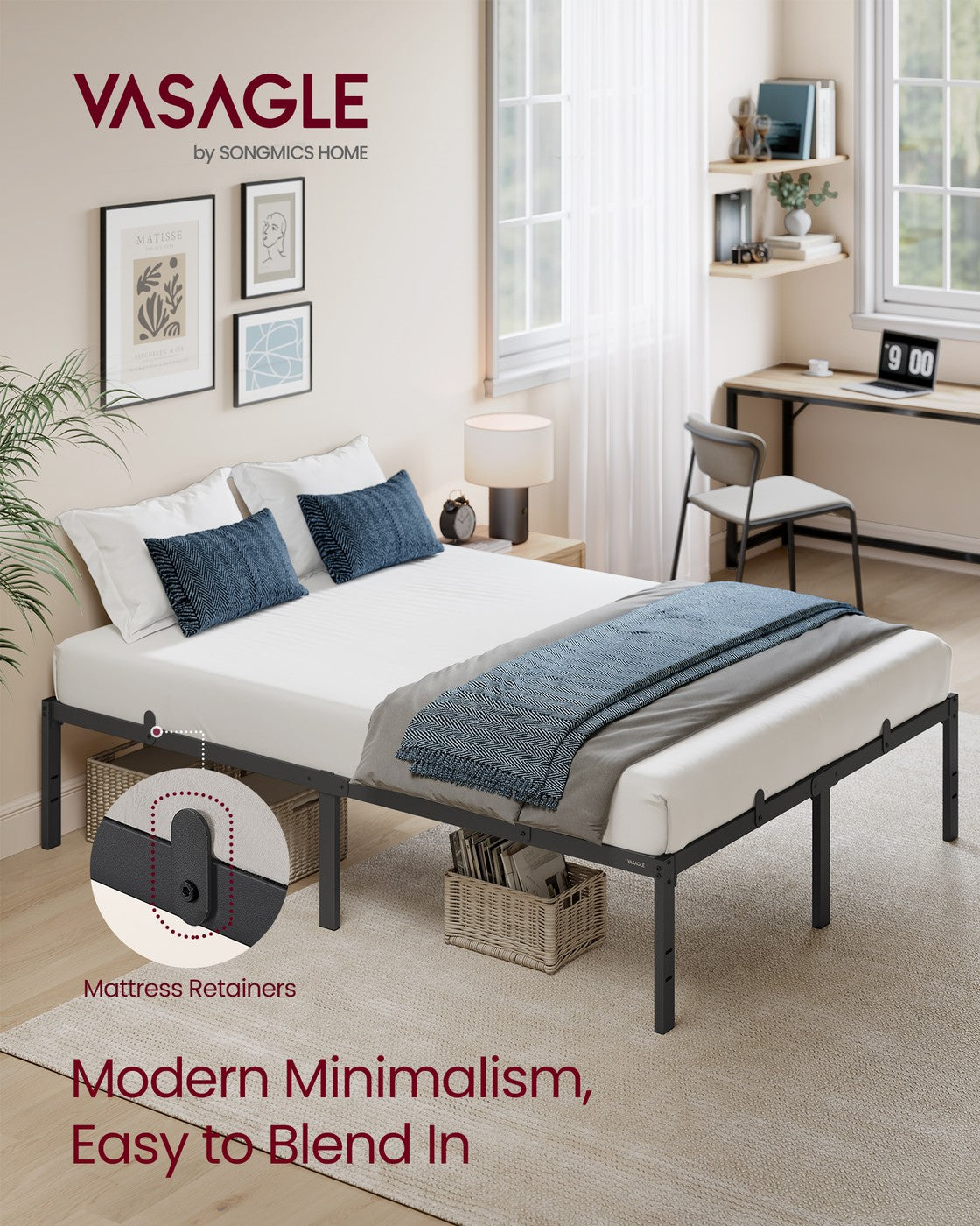 Double Metal Bed Frame - Steel - Ink Black