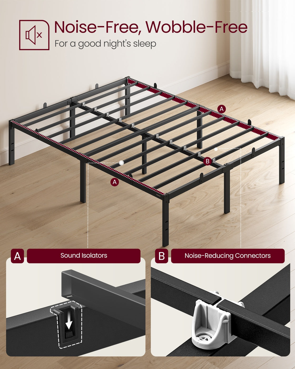 Double Metal Bed Frame - Steel - Ink Black