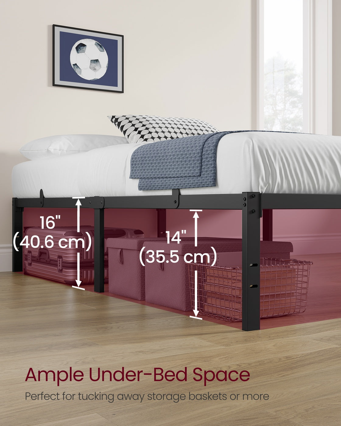 Double Metal Bed Frame - Steel - Ink Black