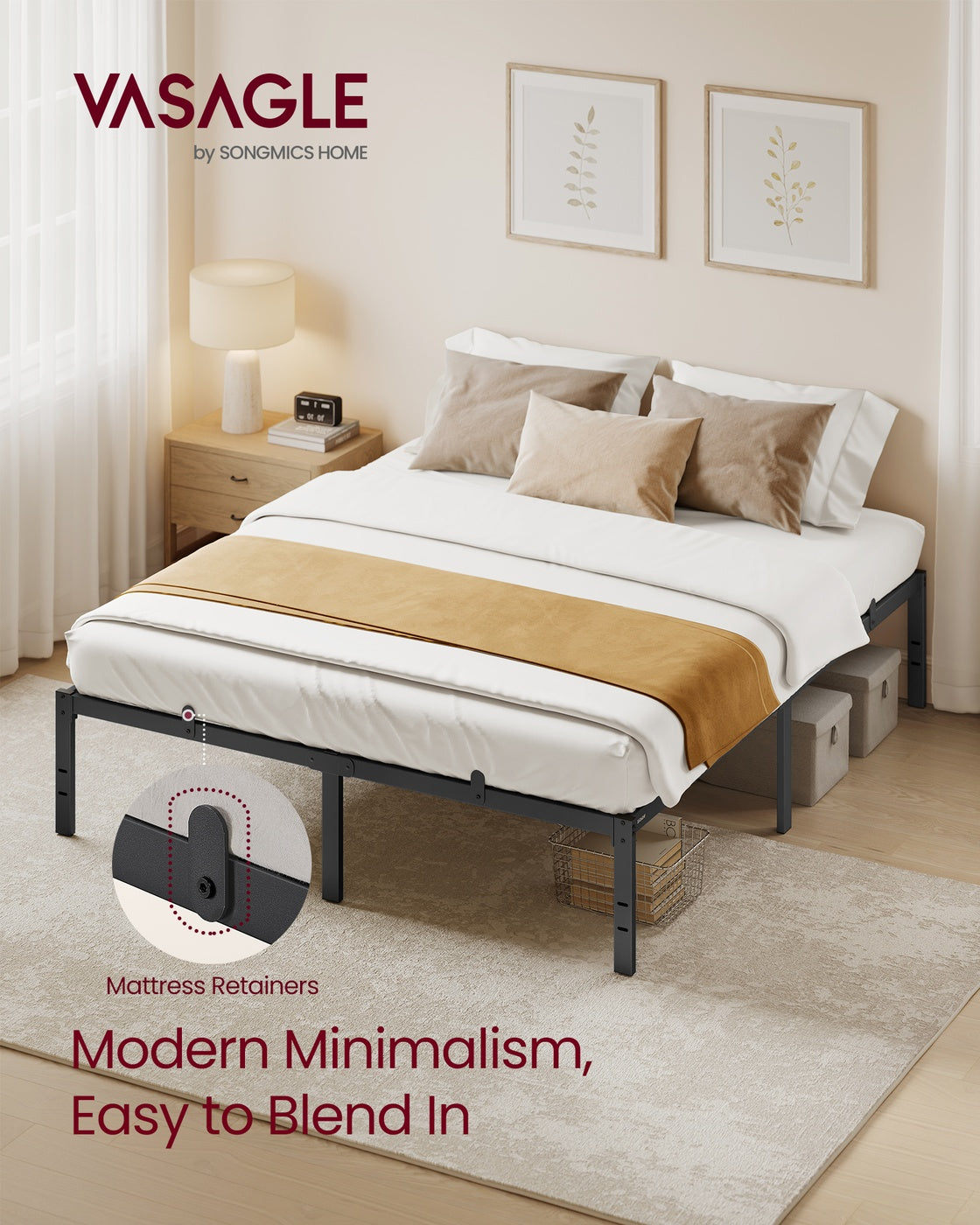 Metal bed frame - Steel - Ink Black