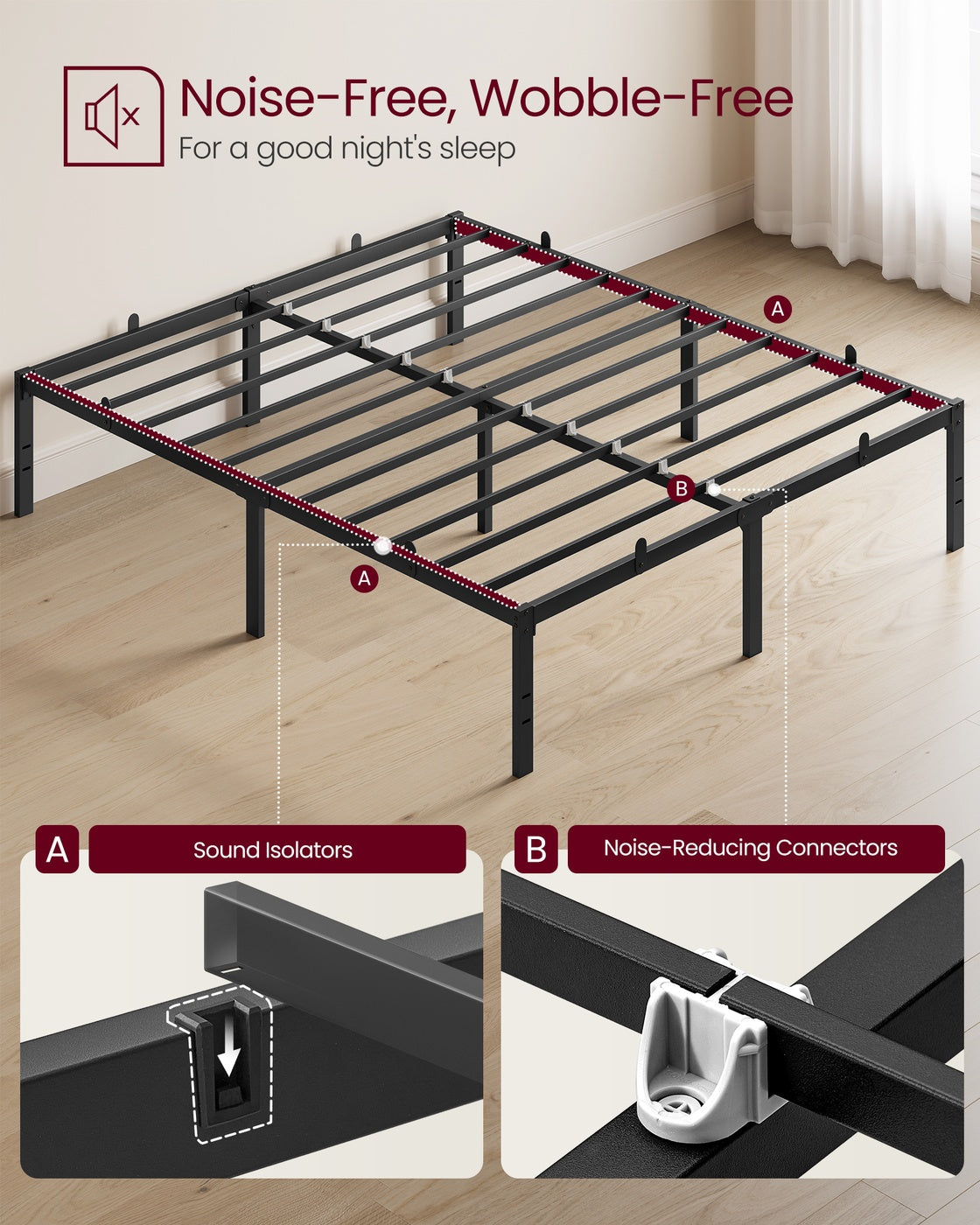 Metal bed frame - Steel - Ink Black
