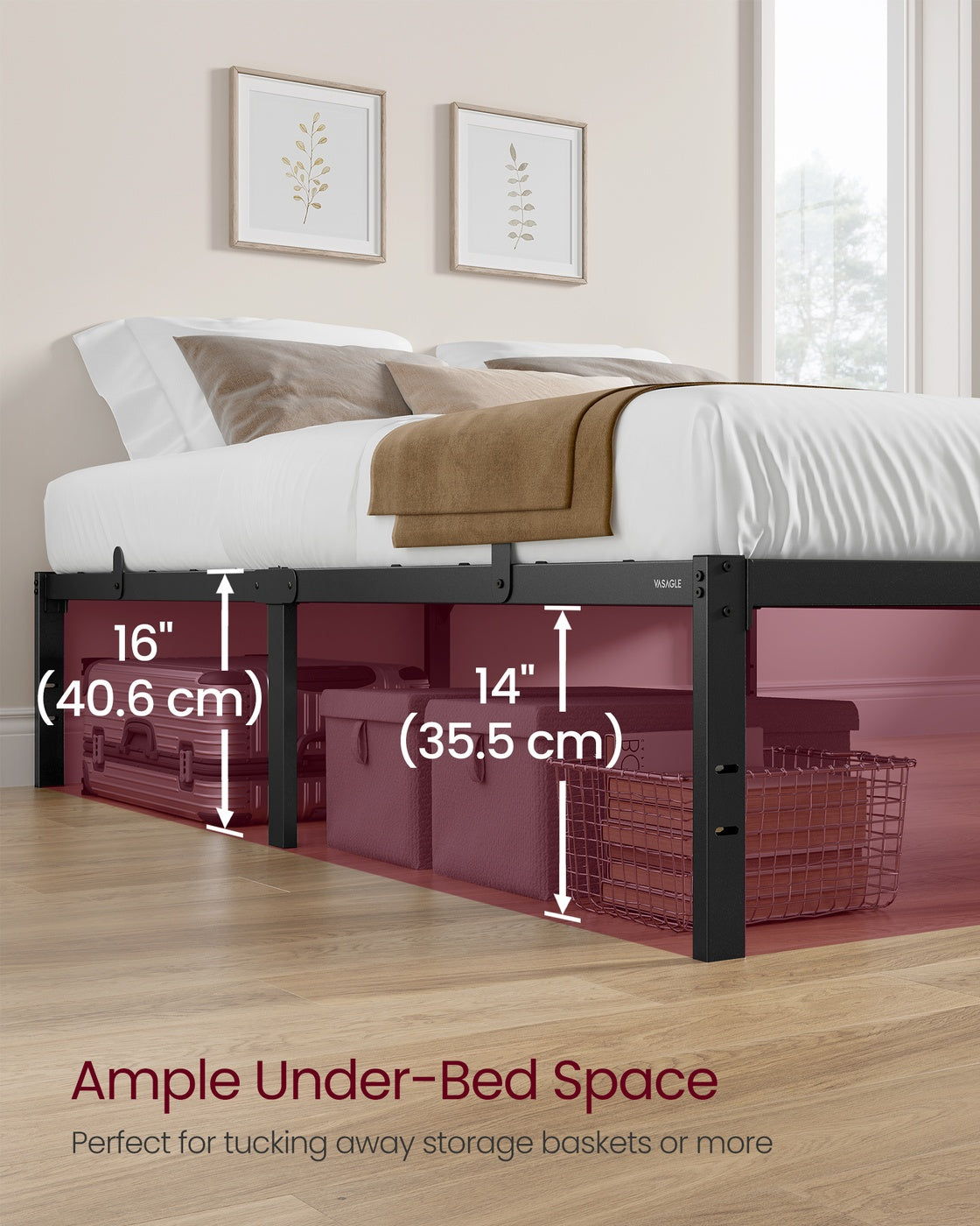 Metal bed frame - Steel - Ink Black