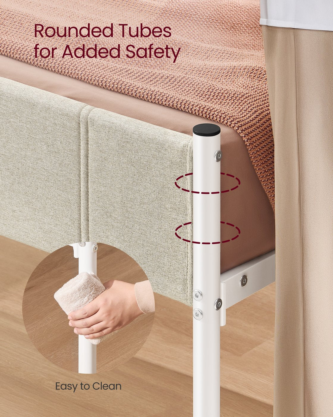 Single Metal bed frame - Steel and Foam - Cappuccino Beige