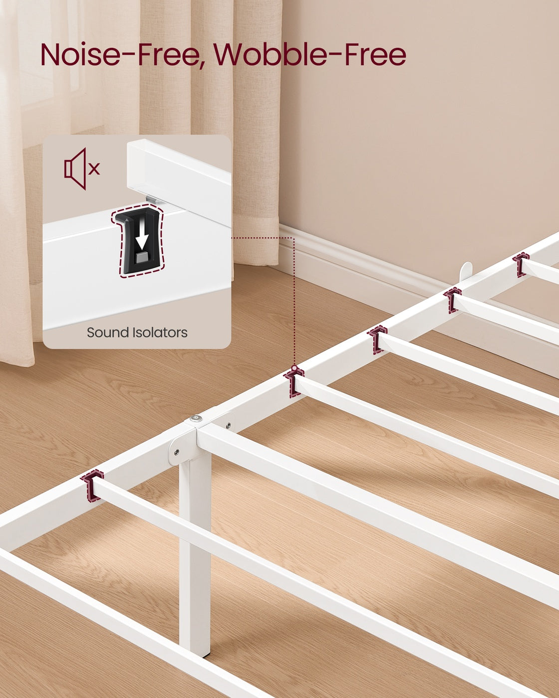Single Metal bed frame - Steel and Foam - Cappuccino Beige