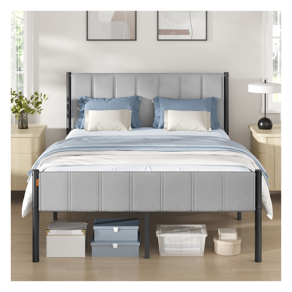 Double Metal bed frame - Steel and Foam - Dove Grey