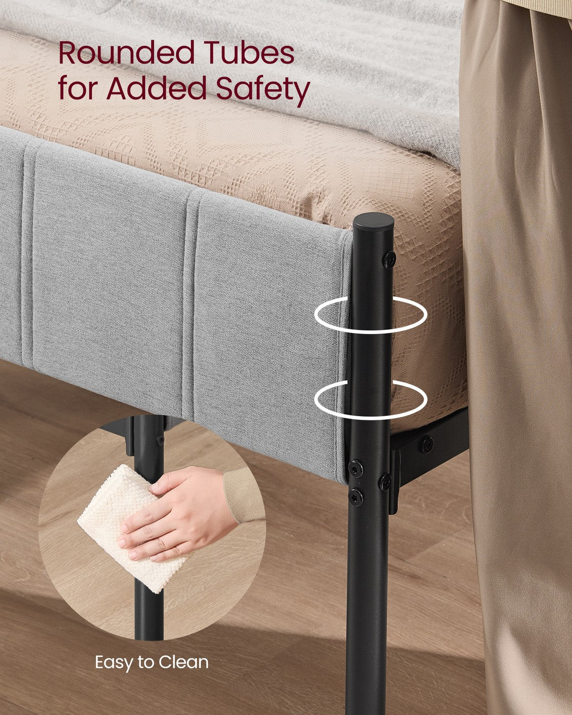 Double Metal bed frame - Steel and Foam - Dove Grey