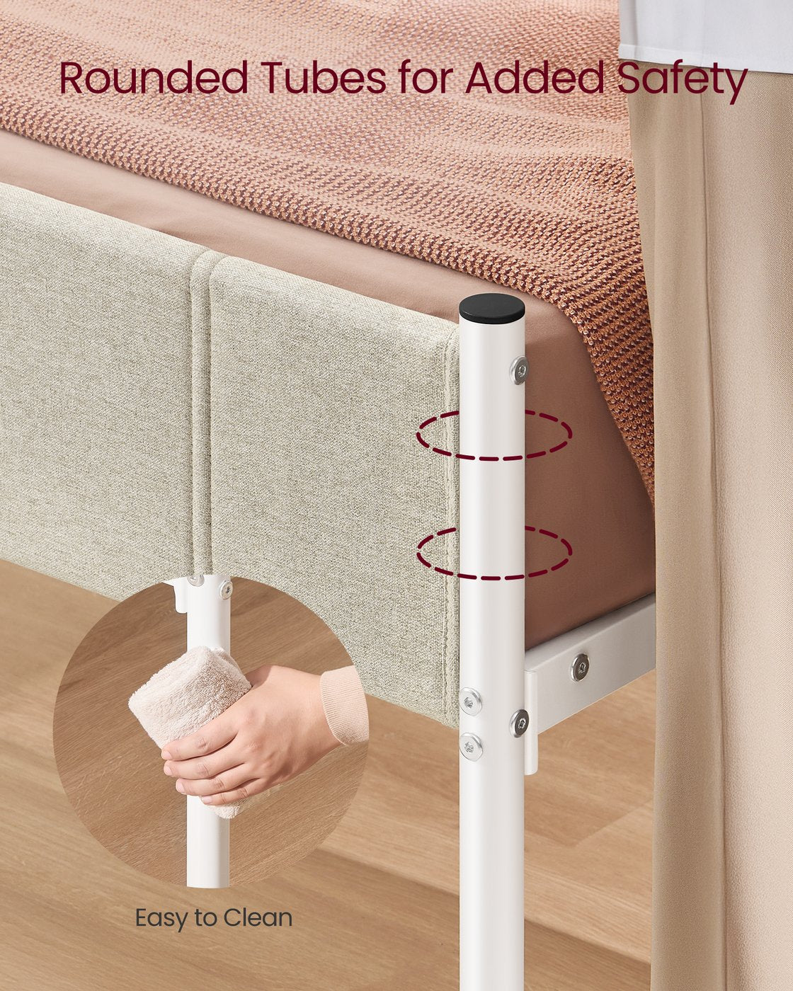 Double Metal bed frame - Steel and Foam - Cappuccino Beige