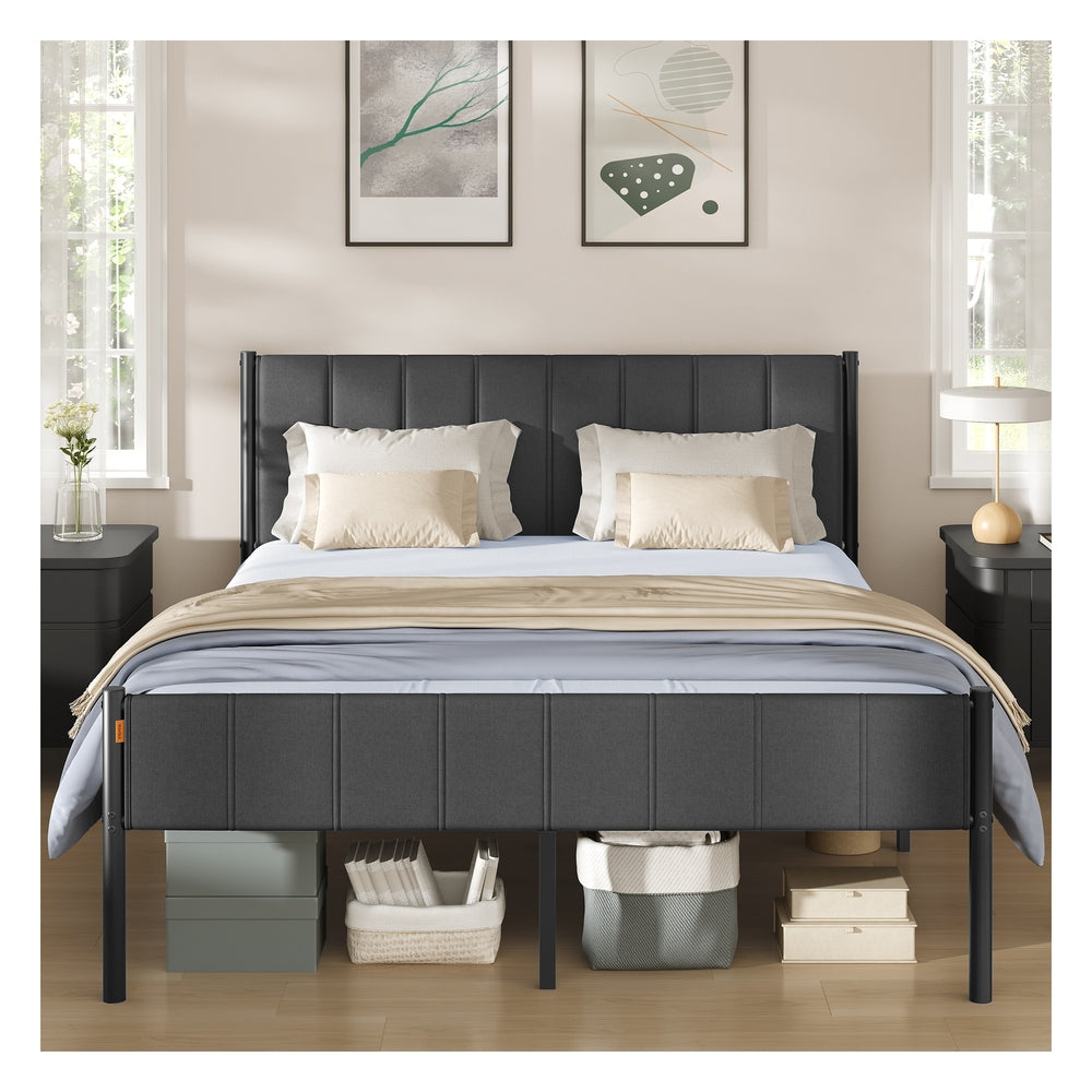 King Metal bed frame - Steel and Foam - Slate Grey