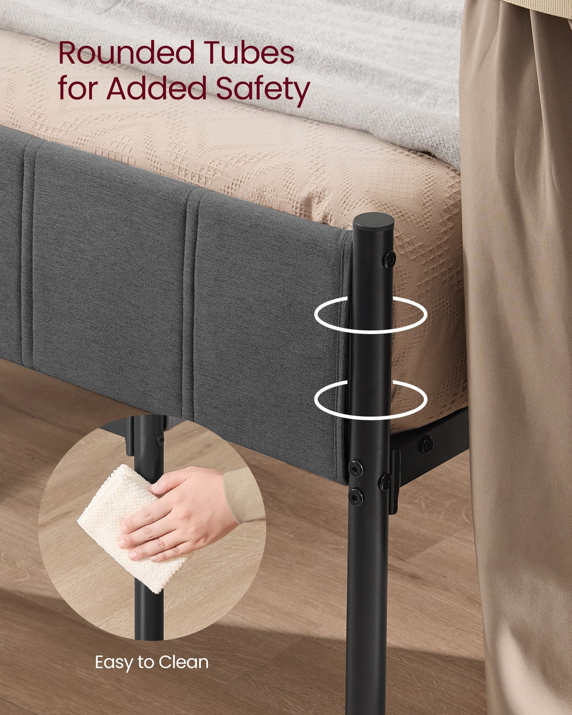 King Metal bed frame - Steel and Foam - Slate Grey