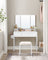 Dressing Table - Particleboard and Steel - White - with Stool