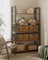 Foldable Storage Organiser Boxes Set of 3 - Thick Cardboard and Fabric - Rustic Brown