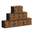 Foldable Storage Organiser Boxes Set of 6 - Thick Cardboard and Fabric - Rustic Brown