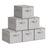 Set of 6 Foldable Storage Organiser Boxes - Thick Cardboard and Fabric - Dove Grey - with Lids