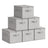 Set of 6 Foldable Storage Organiser Boxes - Thick Cardboard and Fabric - Dove Grey - with Lids
