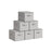 Set of 6 Foldable Storage Organiser Boxes - Thick Cardboard and Fabric - Dove Grey - with Lids