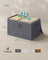 Foldable Storage Organiser Boxes Set of 3 - Thick Cardboard and Fabric - Slate Grey