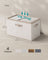 Set of 3 Foldable Storage Organiser Boxes - Thick Cardboard and Fabric - Sand Beige