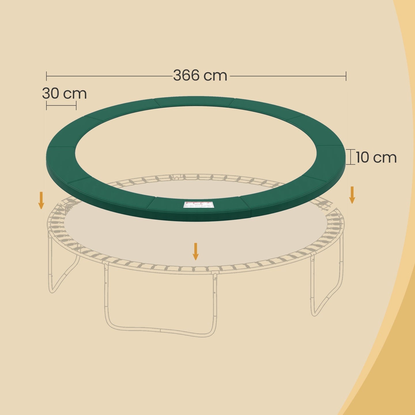 Trampoline Safety Pad - Green - 12 ft Replacement Spring Cover with Edge Protection