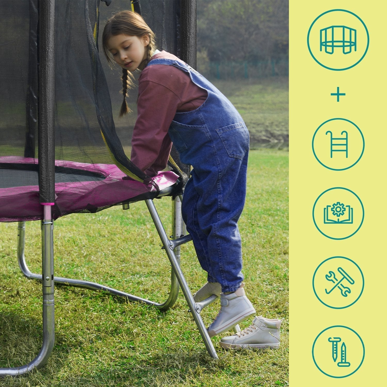 Kids Trampoline - Steel - Blue - 6 ft with Enclosure Net and Safety Pad