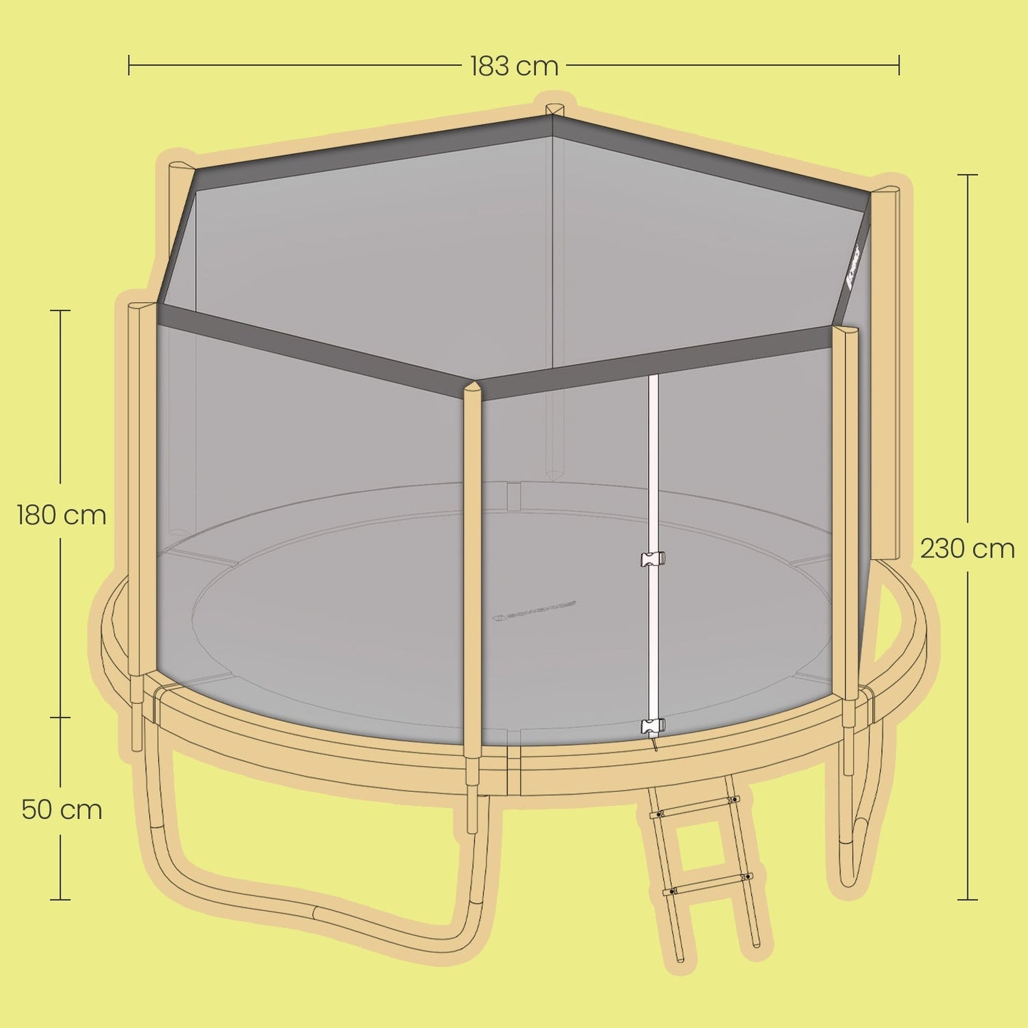 Kids Trampoline - Steel - Blue - 6 ft with Enclosure Net and Safety Pad