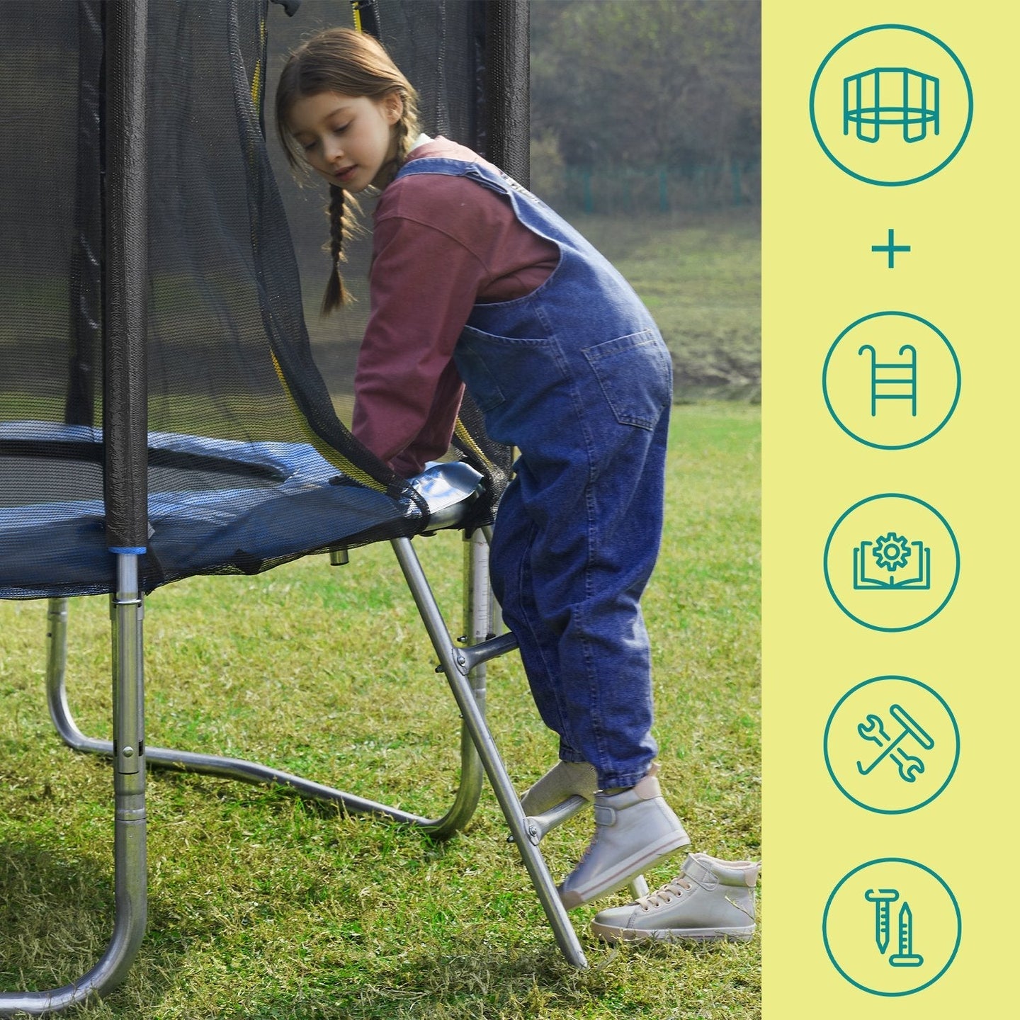 Kids Trampoline - Steel - Blue - 6 ft with Enclosure Net and Safety Pad