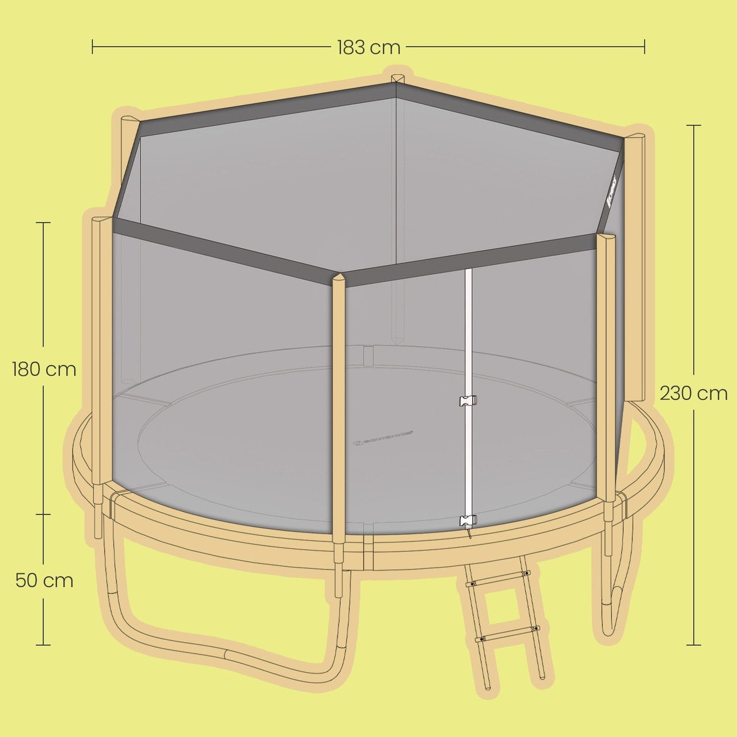 Kids Trampoline - Steel - Blue - 6 ft with Enclosure Net and Safety Pad