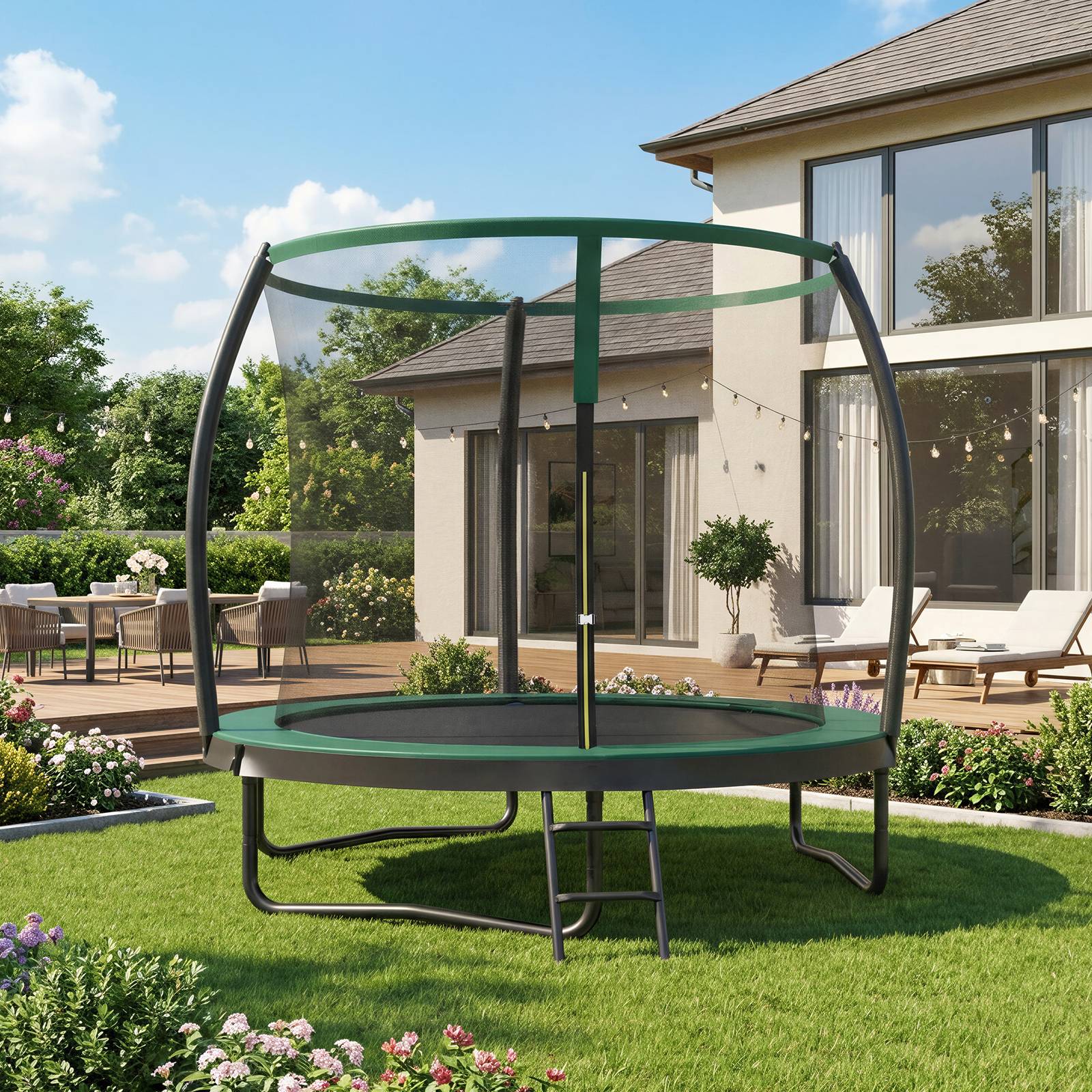 Children’s Trampoline - Frame: Steel Tubes; - Black - with Safety Net