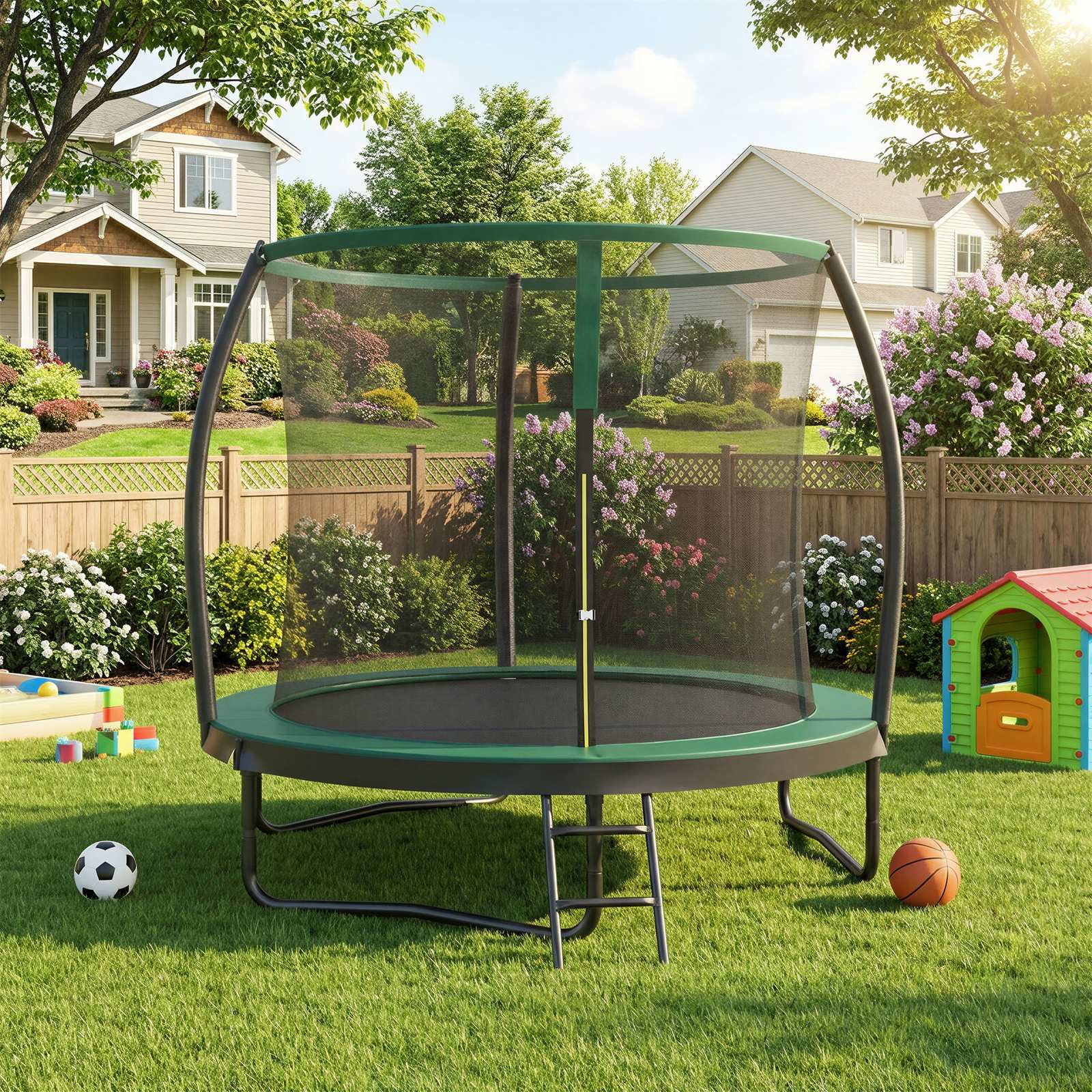 Children’s Trampoline - Frame: Steel Tubes; - Black - with Safety Net