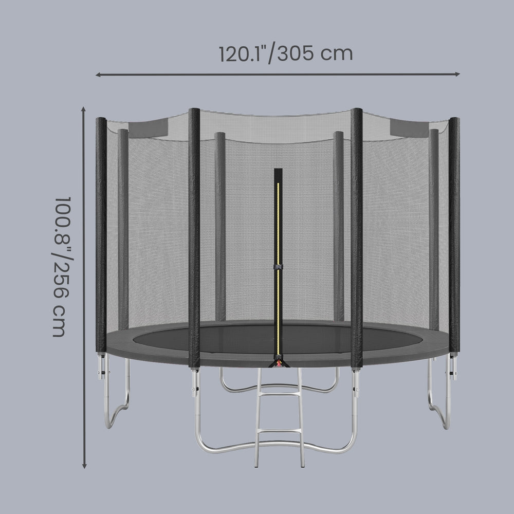 Outdoor Jumping Mat - Frame: Steel Tubes; - Black - with Safety Net