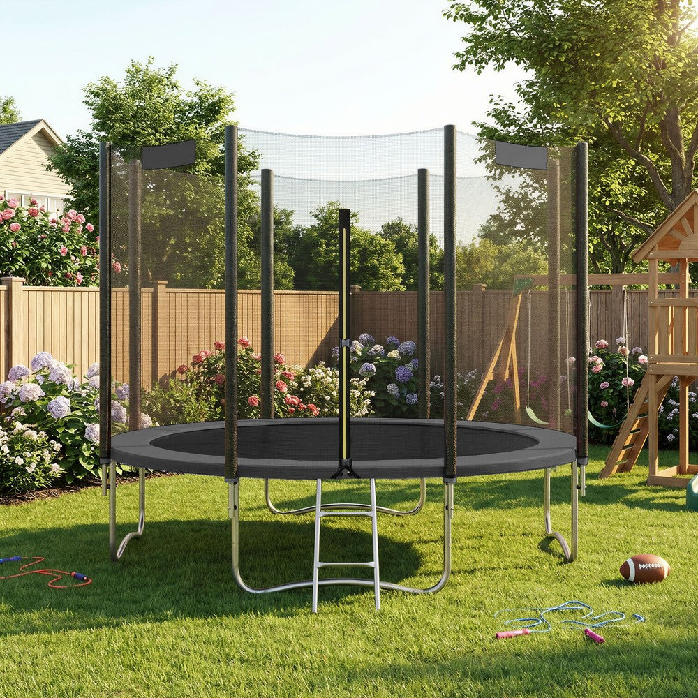Outdoor Jumping Mat - Frame: Steel Tubes; - Black - with Safety Net