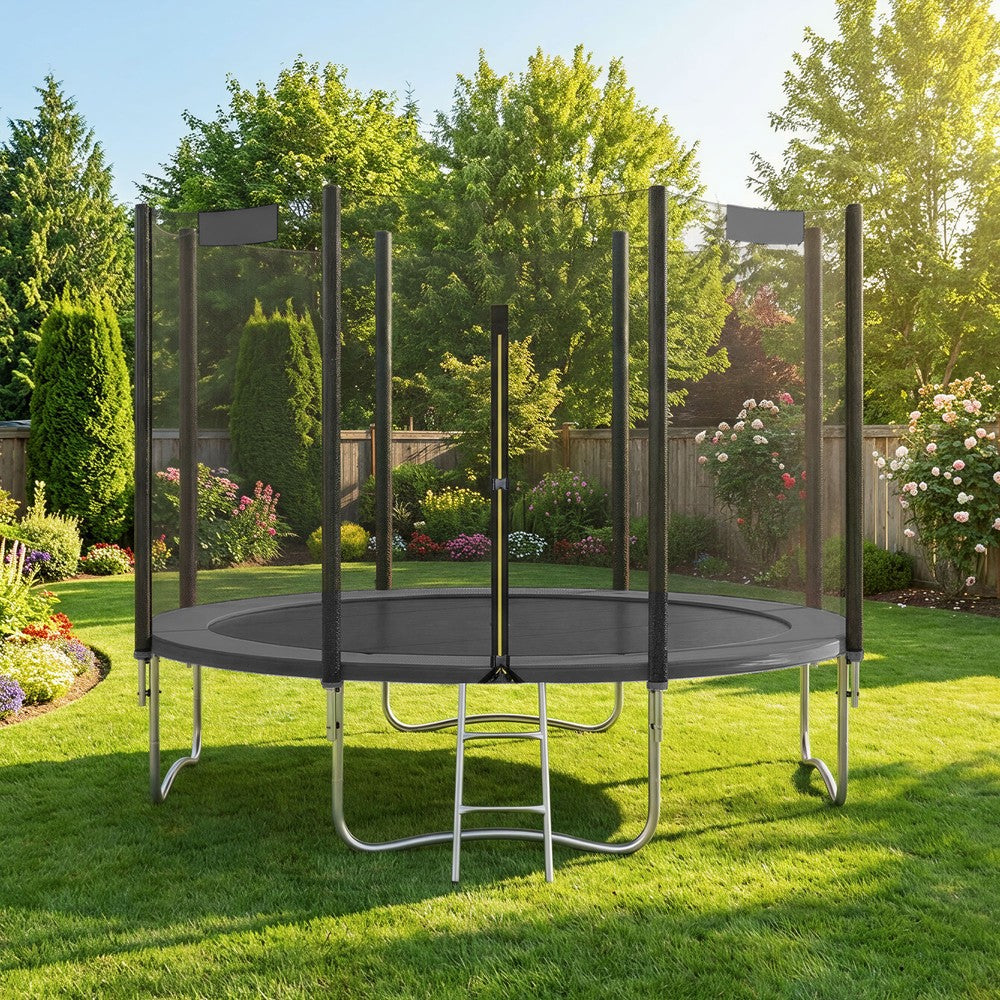 Outdoor Jumping Mat - Frame: Steel Tubes; - Black - with Safety Net