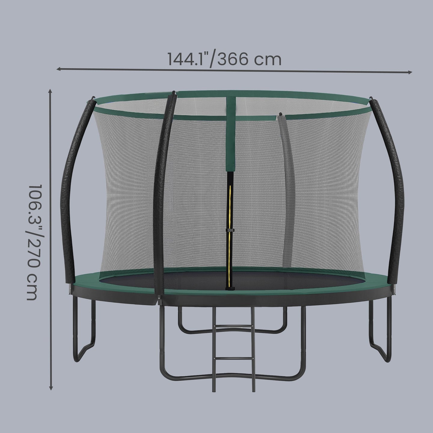 Outdoor Trampoline for Kids - Frame: Steel Tubes; - Black