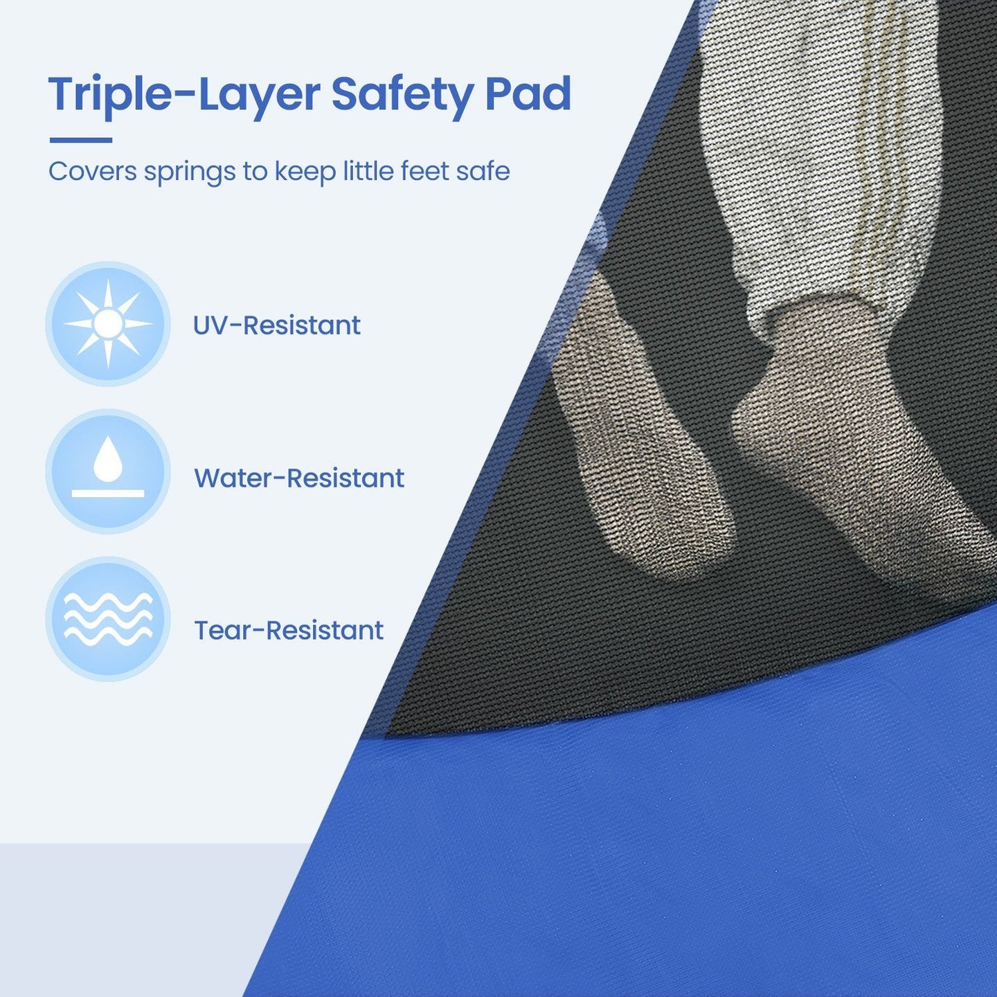 Trampoline - Metal - Black and Blue - Enclosure Net and Safety Pad