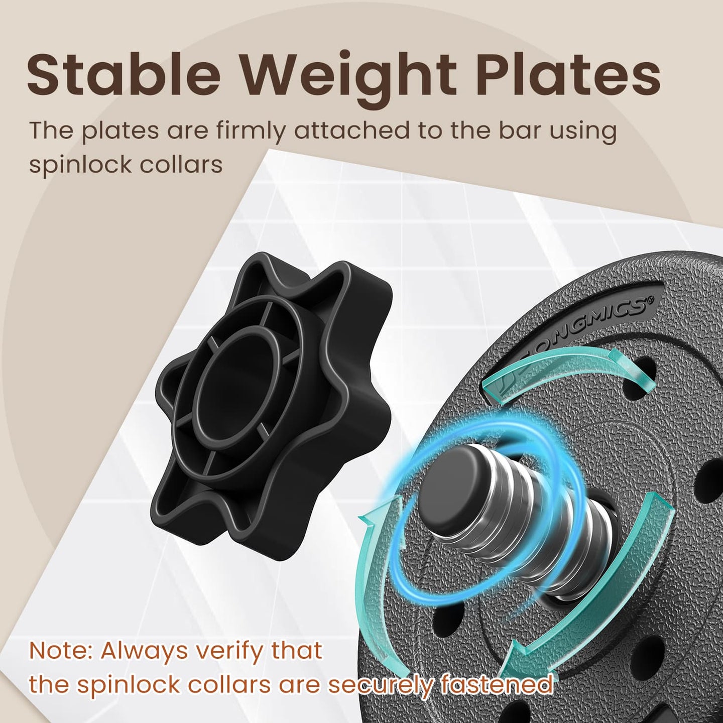 Dumbbell Set - Plastic-Coated - Ink Black - Adjustable with Extra Barbell Bar