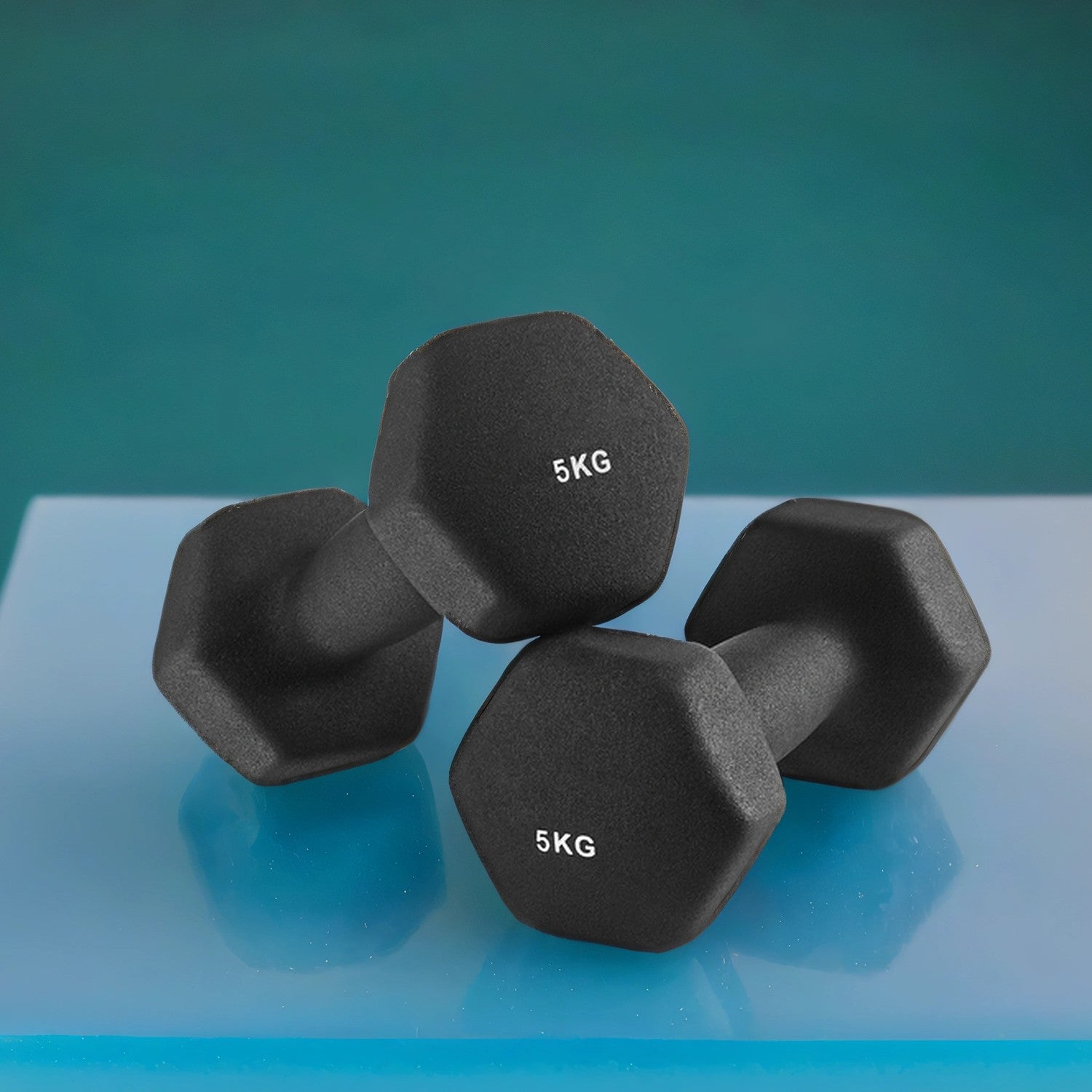Set of 2 Dumbbells - Neoprene - Black - Waterproof and Non-Slip