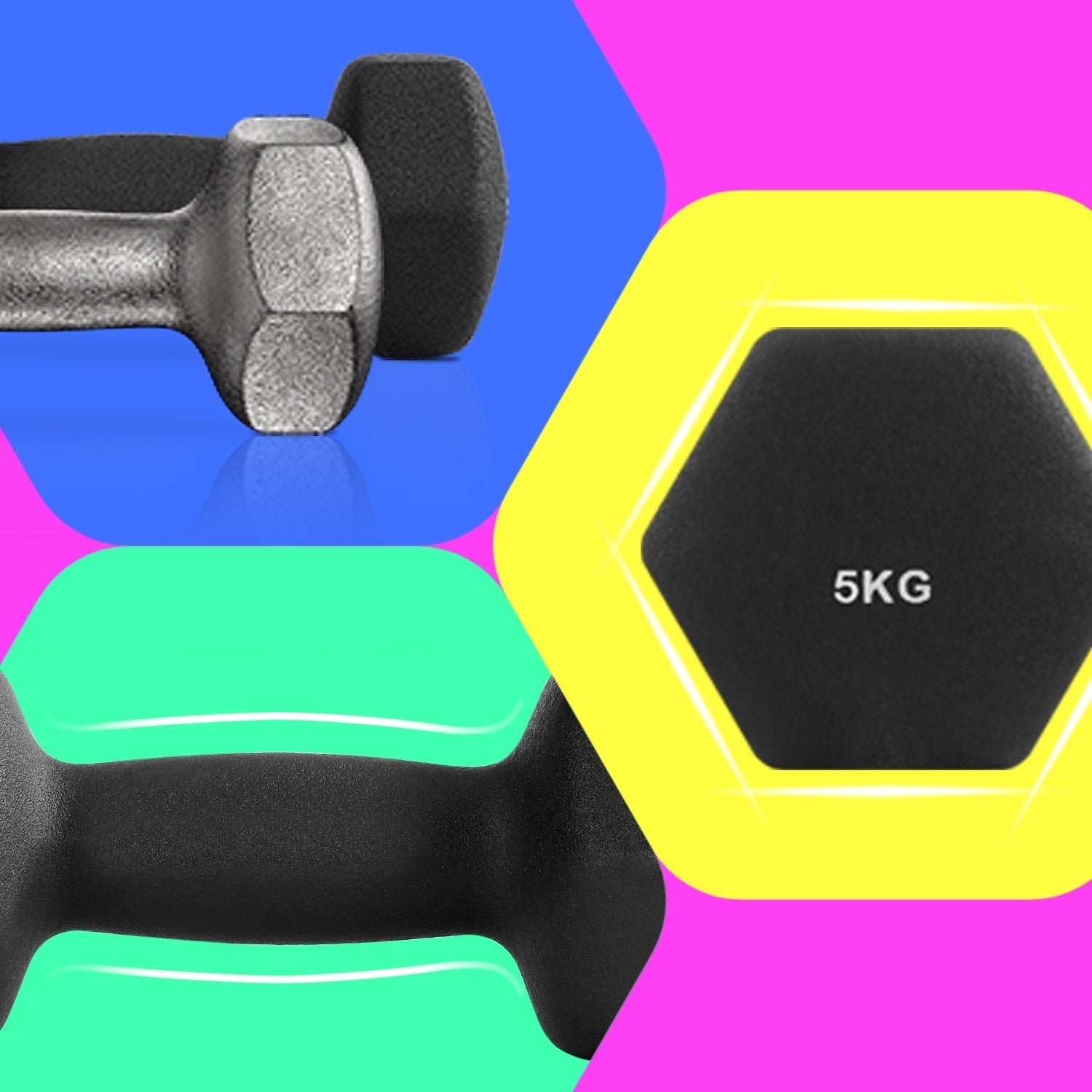 Set of 2 Dumbbells - Neoprene - Black - Waterproof and Non-Slip