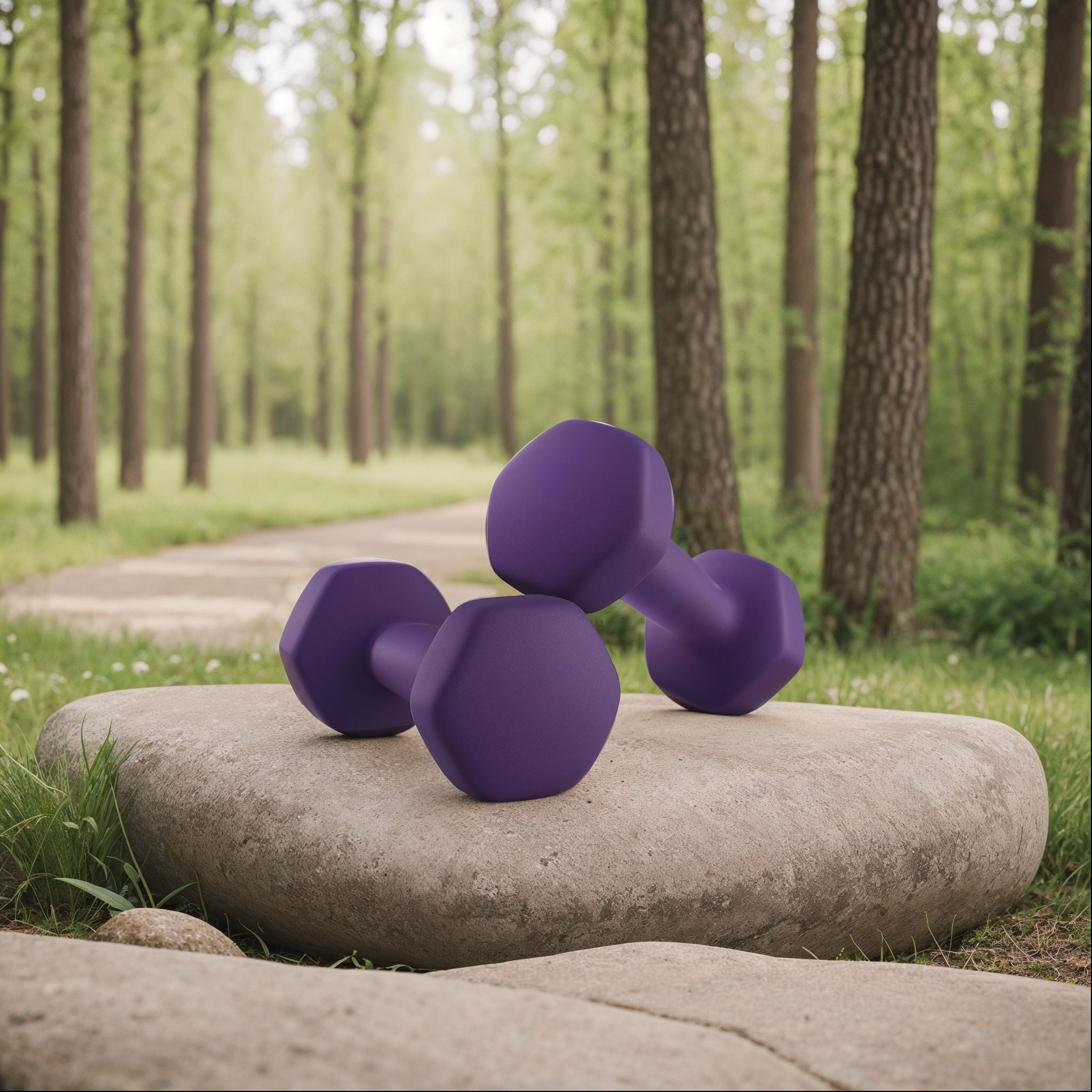 Set of 2 Dumbbells - Neoprene - Purple - Hexagonal Design for Home Workout