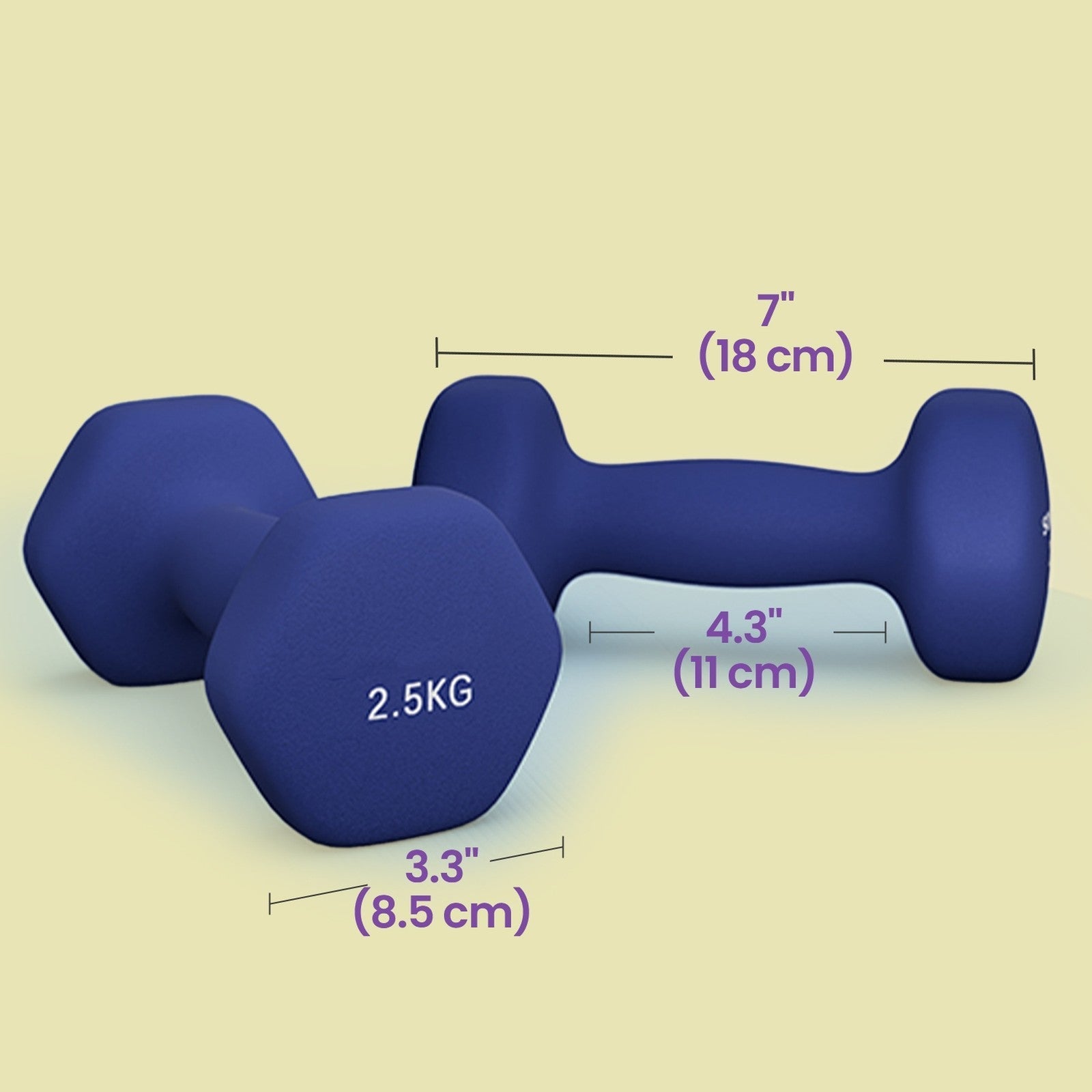 Set of 2 Neoprene Dumbbells - Harbor Blue - Vinyl Coating