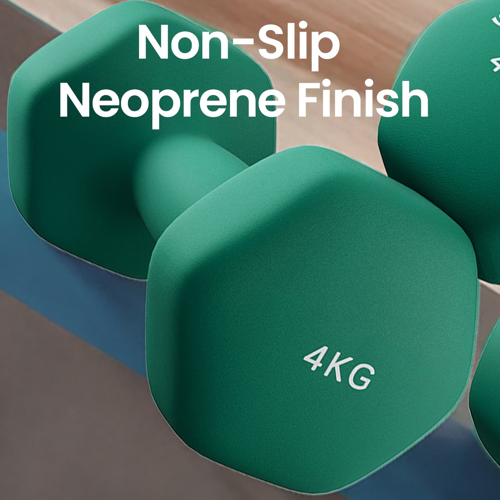 Set of 2 Neoprene Dumbbells - Neoprene - Green - Waterproof and Non-Slip