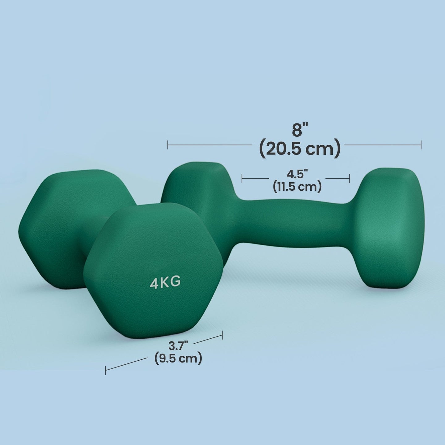 Set of 2 Neoprene Dumbbells - Neoprene - Green - Waterproof and Non-Slip