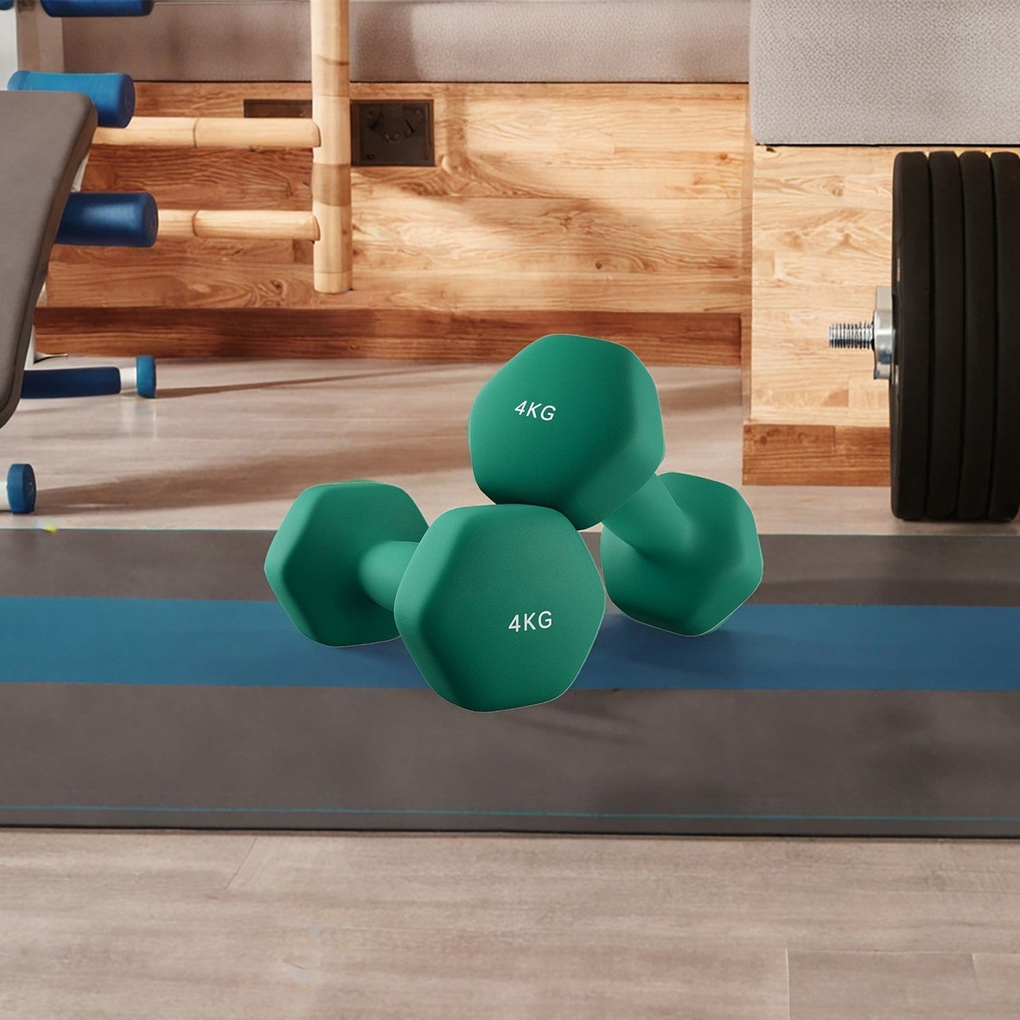 Set of 2 Neoprene Dumbbells - Neoprene - Green - Waterproof and Non-Slip
