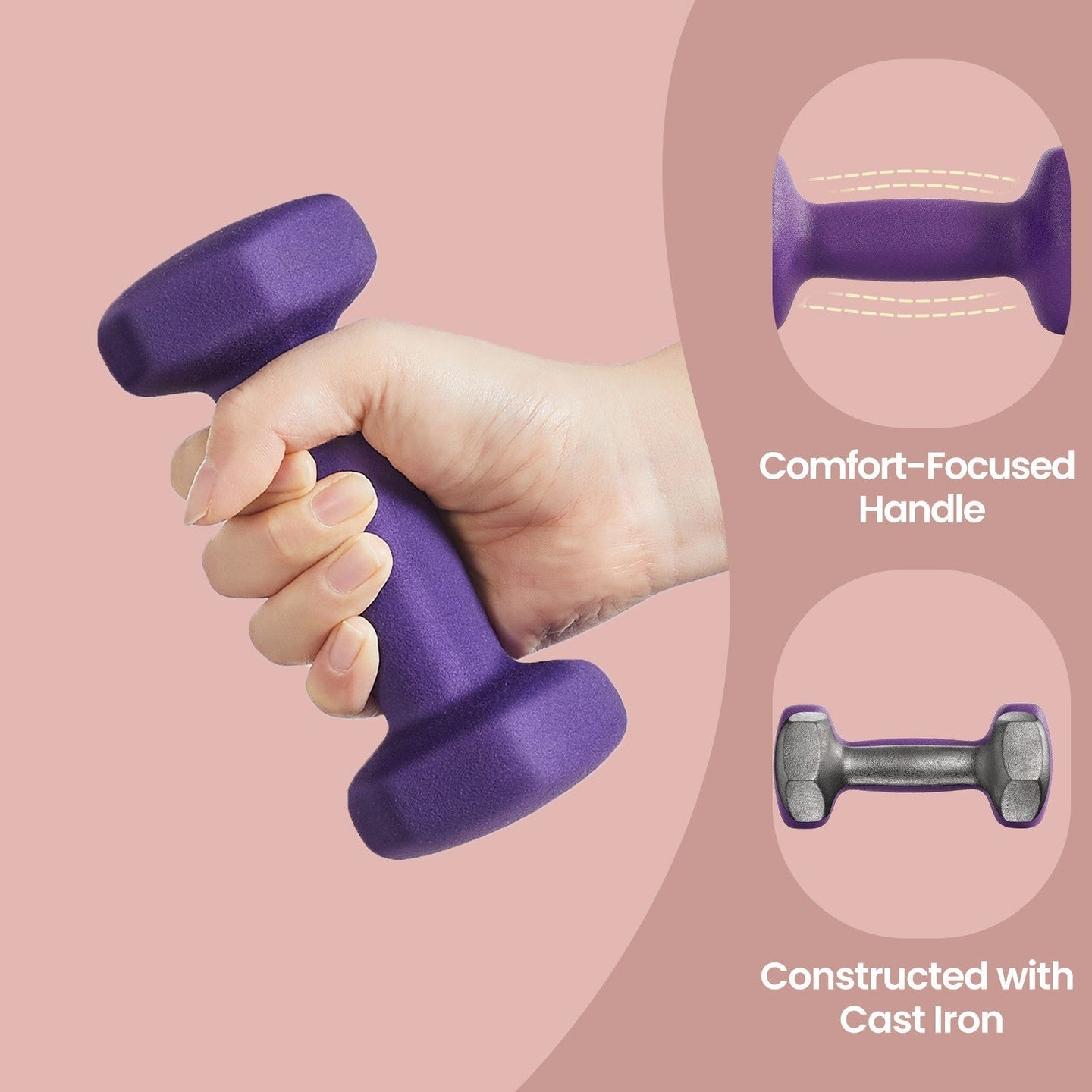Set of 2 Hexagonal Dumbbells - Neoprene - Green - 2 kg Each for Home Workout