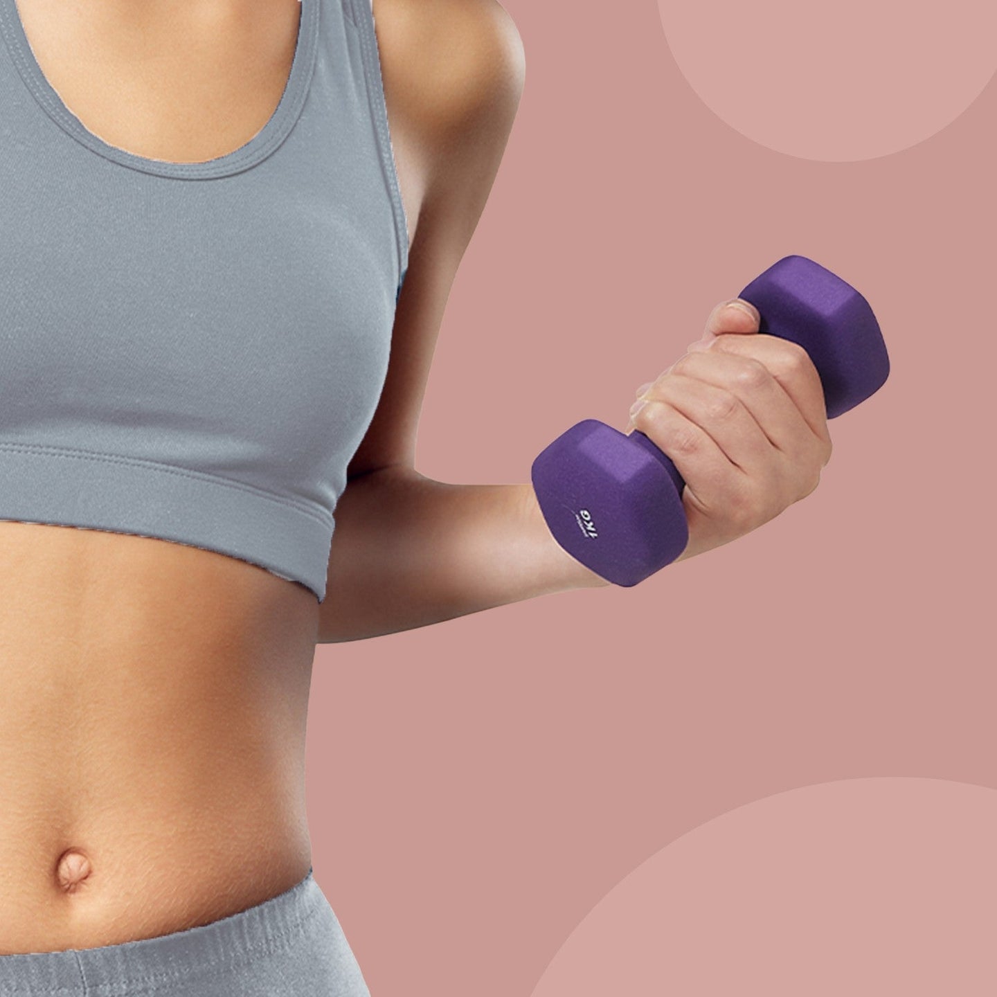 Set of 2 Hexagonal Dumbbells - Neoprene - Green - 2 kg Each for Home Workout