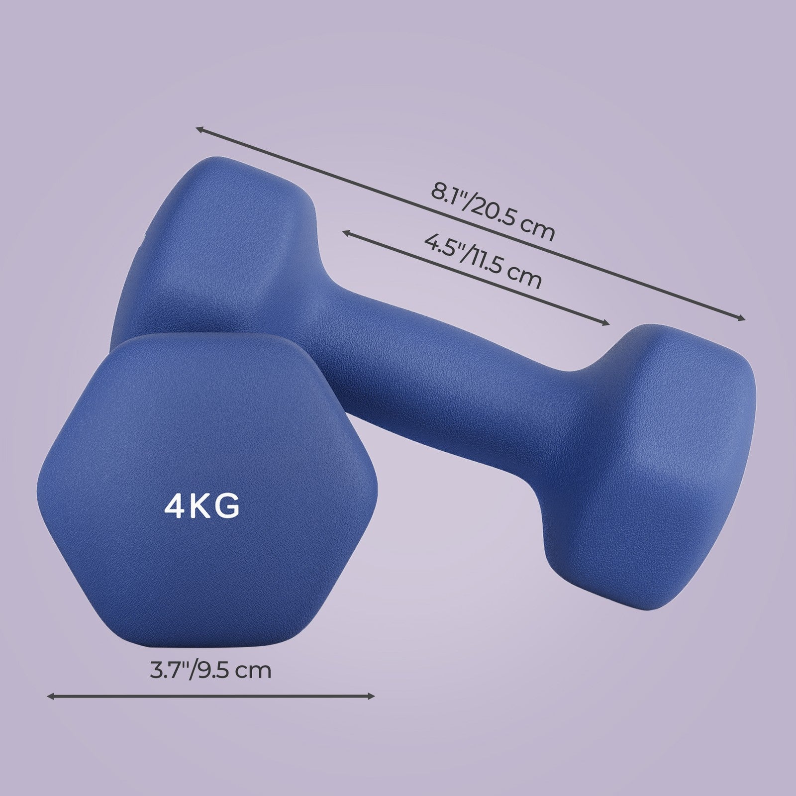 Set of 2 Dumbbells - Cast Iron and Neoprene Coating - Blue