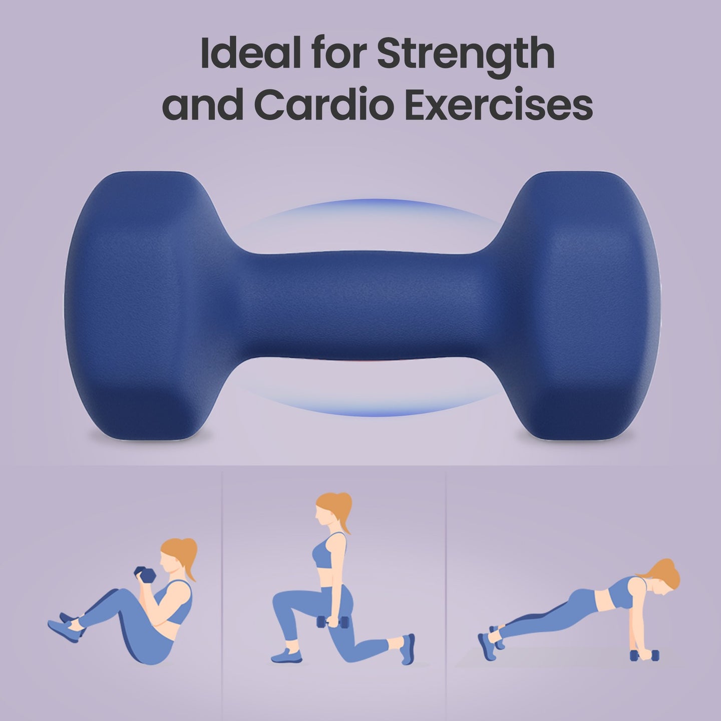 Set of 2 Dumbbells - Cast Iron and Neoprene Coating - Blue